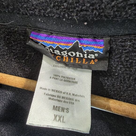 Patagonia Synchilla Mens XXL Black Fleece Pullover Quarter Zip Vintage 90s - Picture 3 of 11